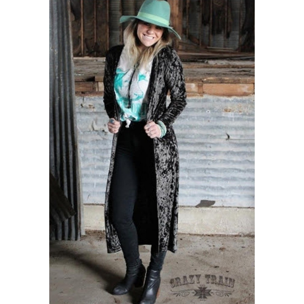 Crazy Train Black Velvet Duster L